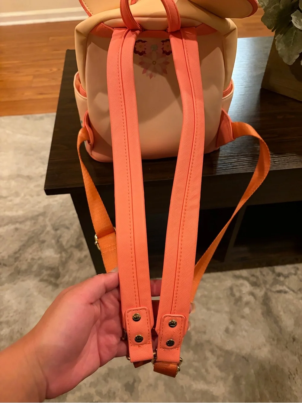 Loungefly Peach & Coral Floral Bow Mini Backpack